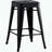 Set of 2 Backless Industrial Bar Stools – Matte Black – 30" Seat – Metal Peg Legs-101217134-101217133
