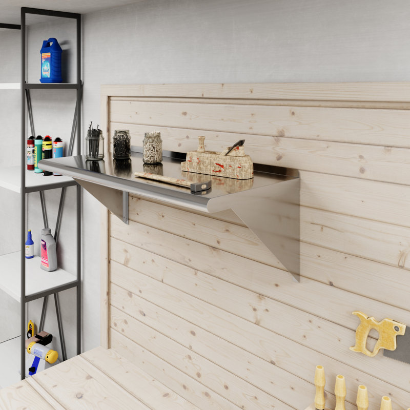 AmGood 6 In. X 16 In. Stainless Steel Wall Shelf With Squared Edge Nsf Certified Appliance Equipment Metal Shelving Kitchen Restaurant Garage Laundry Utility Room