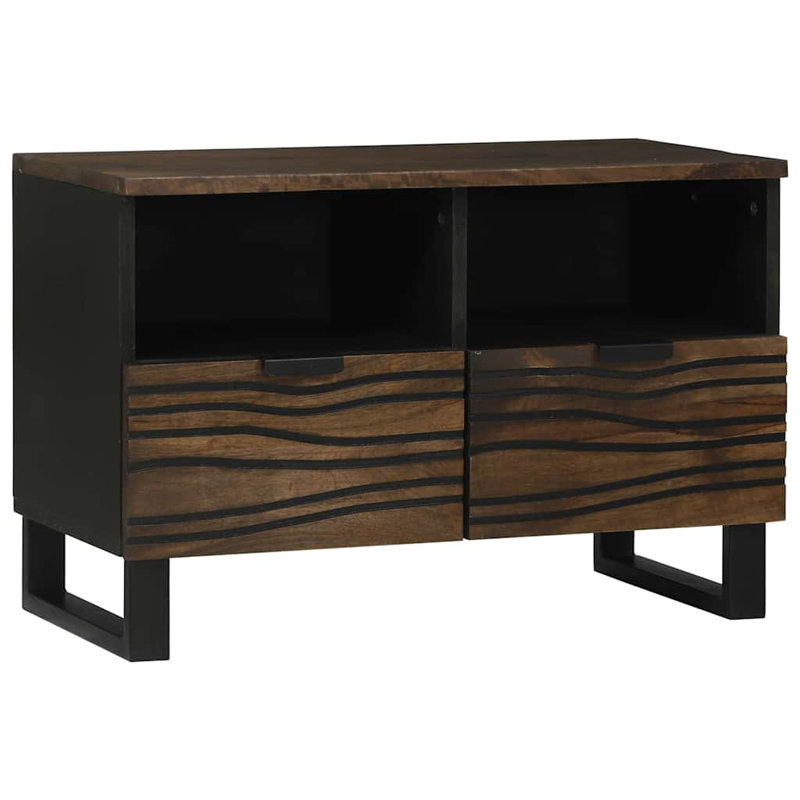TV Cabinet With Drawer 70 X 33 X 46 Cm Solid Mango Wood, Brown