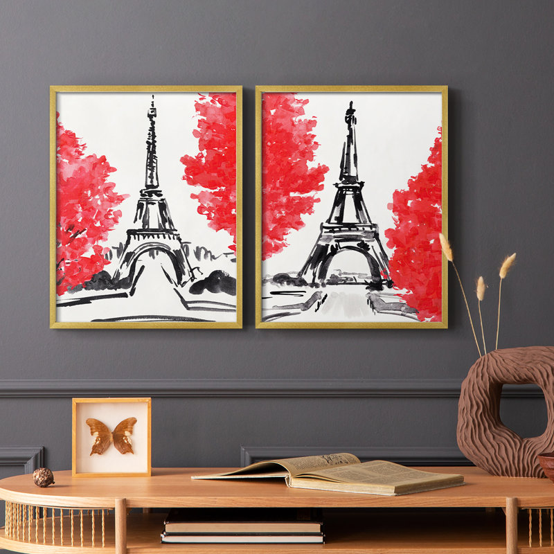 «Day in Paris I», reproduction encadrée de qualité supérieure - prête à être accrochée - aucun clou requis - aucun clou requis