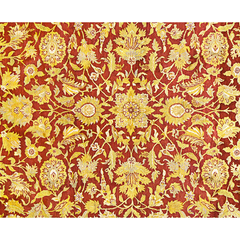 High-Quality Hand-Knotted Red And Gold Area Rug
