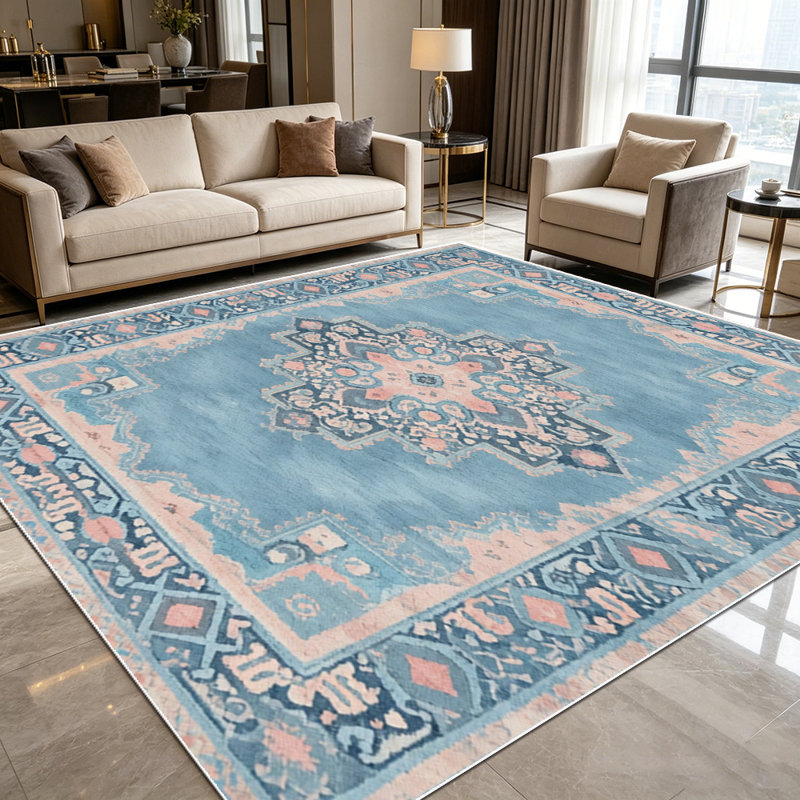 1PC Vintage Persian Medallion Boho area rugs for Living Room, Soft and Comfortable, Suitable for all seasons, easy-to-maintain, machine washable Indoor floor mat, Under Table Farmhouse suitable for dining room, bedroom, entryway, kitchen, home...