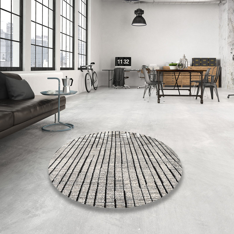 Tapis beige / noir Bordovice, Rond 8 pi