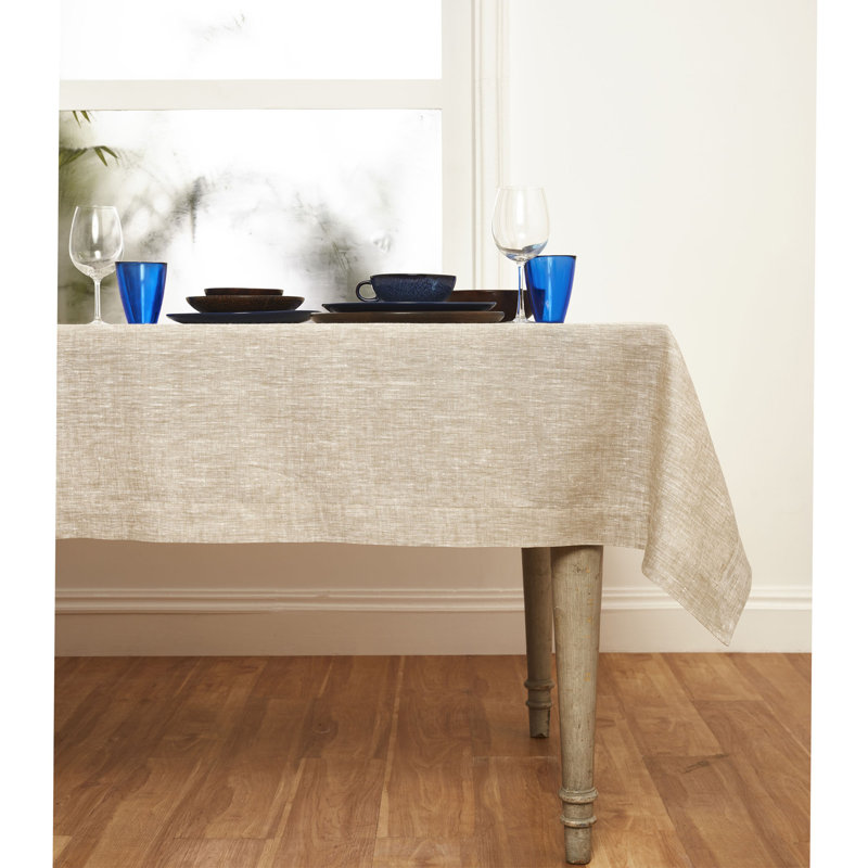 100% Pure Linen Tablecloth - Athena, 108" x 60", Champagne Beige