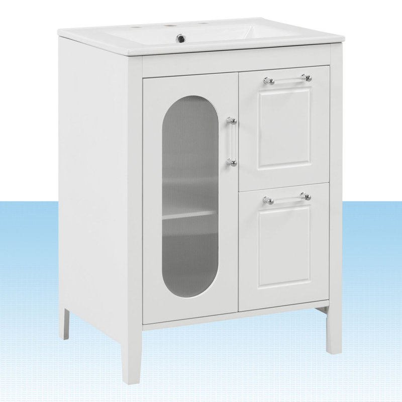 Issabela 24'' Single Bathroom Vanity with Ceramic Top, White