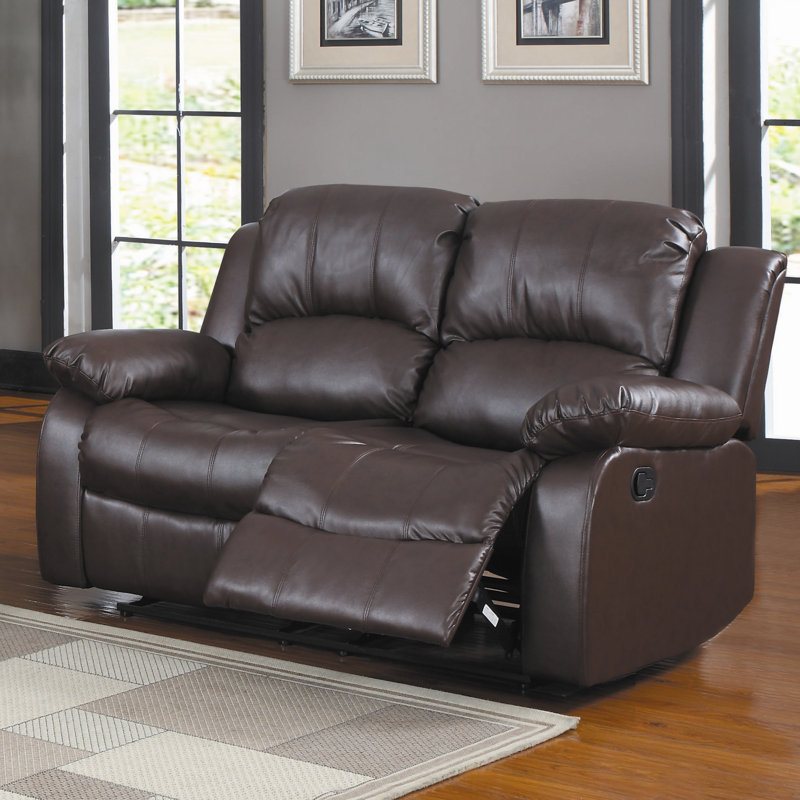 Pablo 62.5'' Traditional Upholstered Double Reclining Loveseat - Dual Manual Tab Pull Reclining, Durable Reinforced Frame Construction