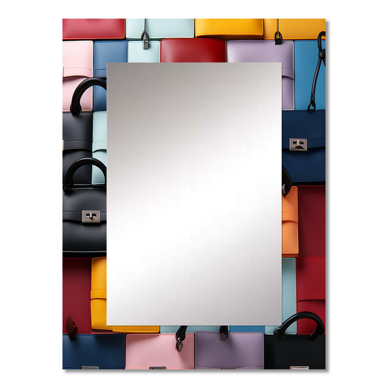 Motif coloré de sacs à main de mode I - miroir de sac tendance, miroir mural décoratif glam, 32 po x 24 po