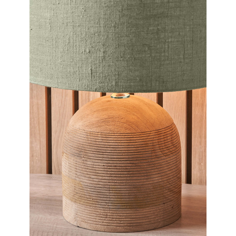 Wood Table Lamp, 19.29" H x 13.78" W x 13.78" D, Brown, Green