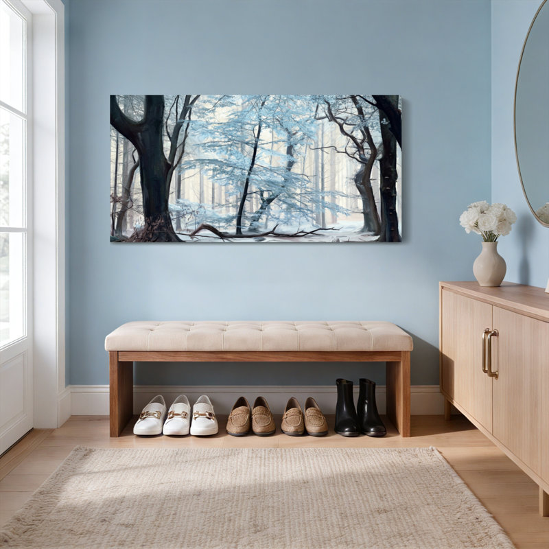 «Winter Forest Landscape», ensemble de 1 reproduction d'art sur toile tendue sur toile, H 28 po x l 58 po