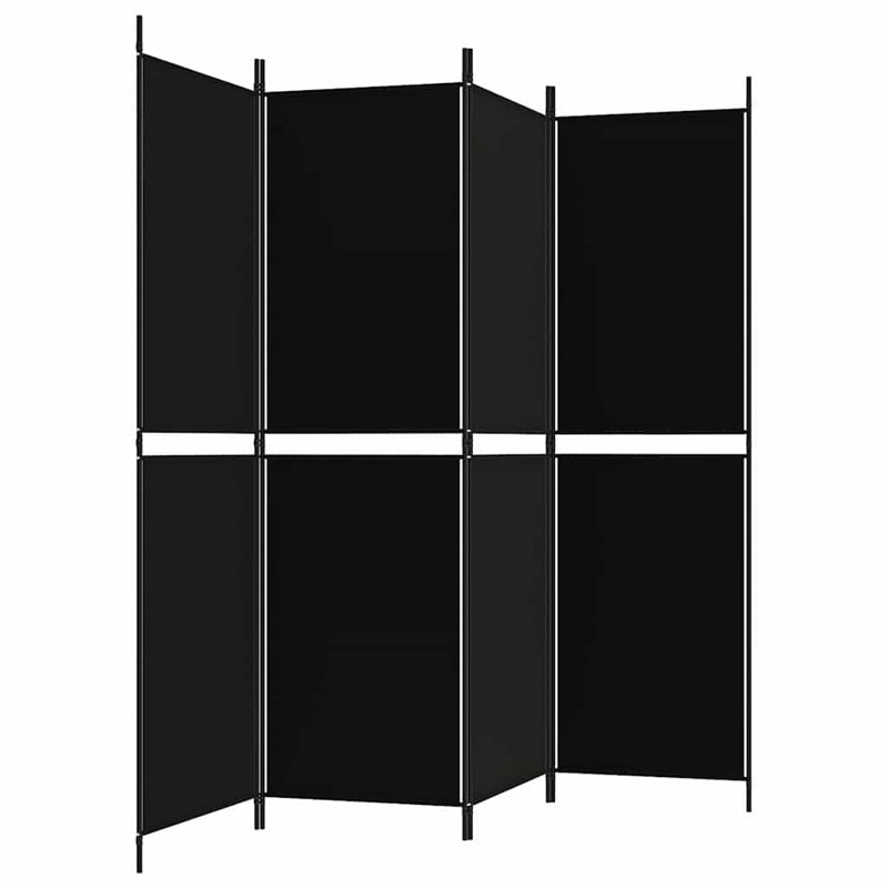 4-Panel Room Divider Black 78.7 x 78.7 in Fabric Folding Decorative Divider Screen, 71" H x 78.7" W x 0.8" D