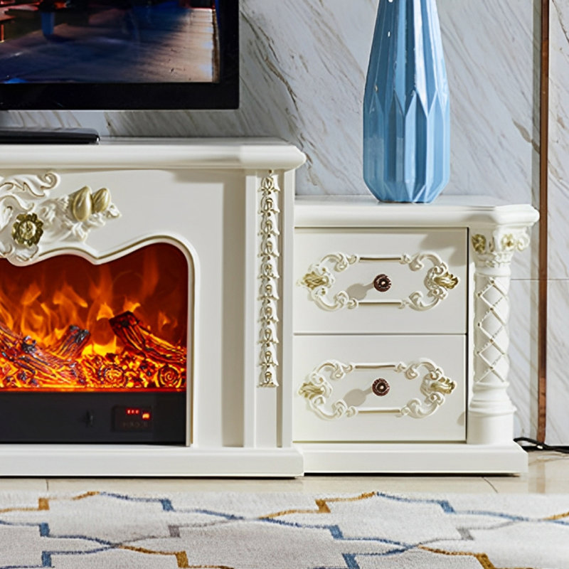 European fashion simple fireplace TV cabinet, White