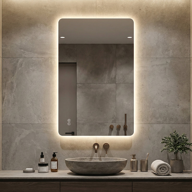 48" x 30" Frameless LED Backlit Bathroom Mirror, 3 Color Dimmable Light, Anti-Fog, Touch Control, Explosion-Proof, Wall Mounted Vanity Mirror for Bathroom