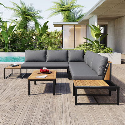 Comfortable Waterproof Iron-wood Outdoor Sofa Set For Garden And Backyard