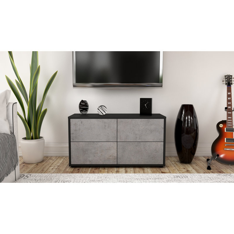 Hassan 92cm W Chest of Drawers, Black/Light Grey