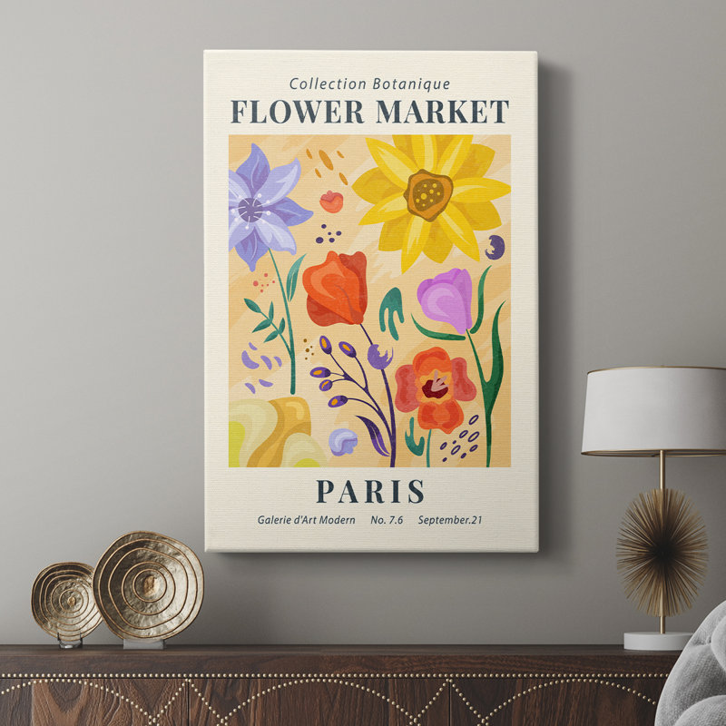 Motif floral rétro Cxxvi - galerie Cavas, H 27 po x l 18 po