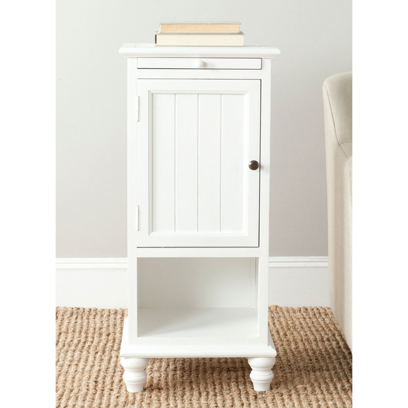 Table de bout élégante et moderne Fenstermacher - Accent rustique blanc avec pieds en oignon tournés et armoire de rangement