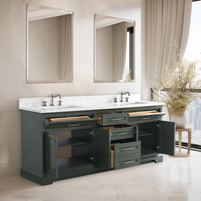 Ensemble de meuble-lavabo double 72 po Aanayah, Vert rétro