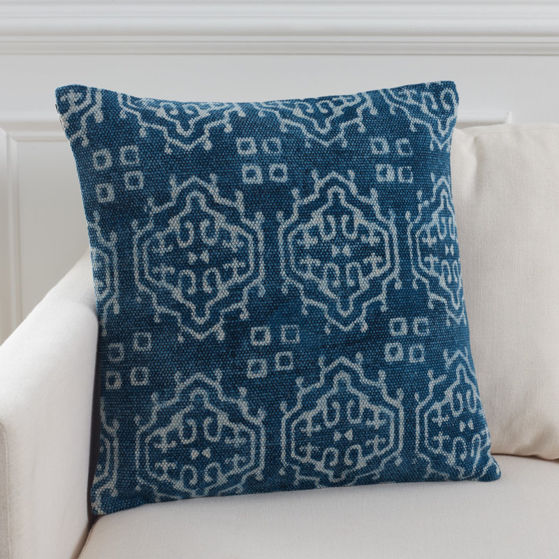 Cotton Ikat Throw Pillow, 18" x 18"