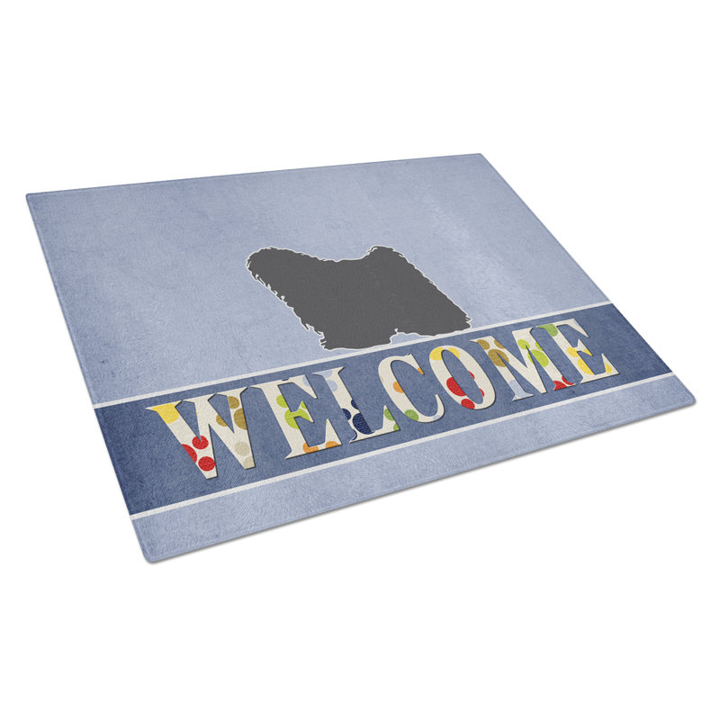 Planche à découper en verre trésors puli caroline Welcome Dog