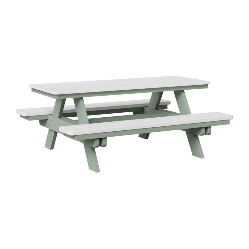 Berlin Gardens Ada Rectangular Picnic Table, Seafoam/White