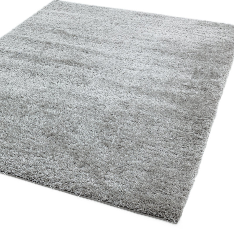 Natonia Shiny Shaggy Silver Area Rug, Rectangle 120 x 170cm