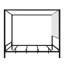 Lit plateforme à baldaquin en métal avec tête de lit tapissier en tissu velours-1010962613-1010962506