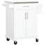 Îlot de cuisine sur roulettes, chariot de cuisine roulant avec comptoir en acier inoxydable, tiroir, porte-serviettes et porte-épices, chariot de rangement utilitaire-112209747