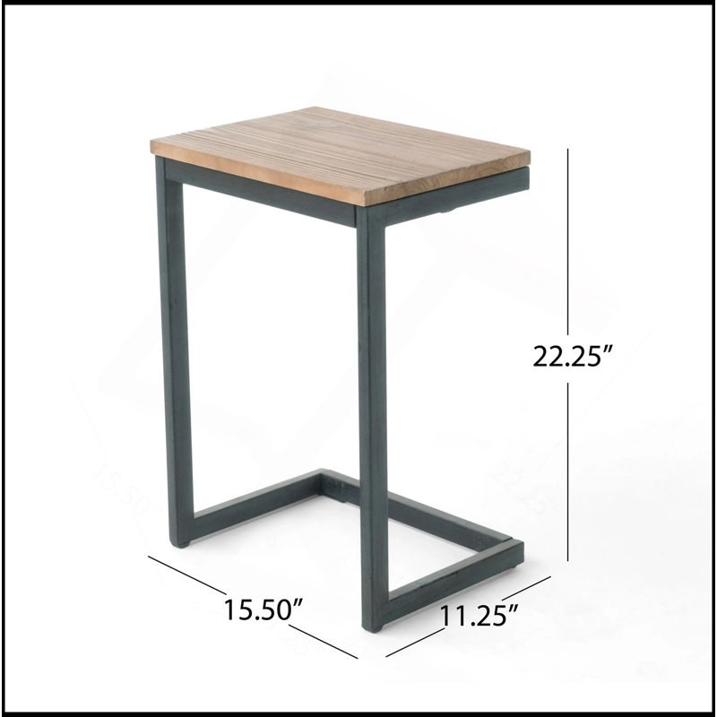 Antique Fir Wood Accent Table With Iron Base, Versatile And Stylish For Any Room Or Outdoor Space