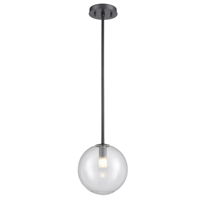 Luminaire sphère suspendu 1 lumières simple Sumner, Transparent, Noir
