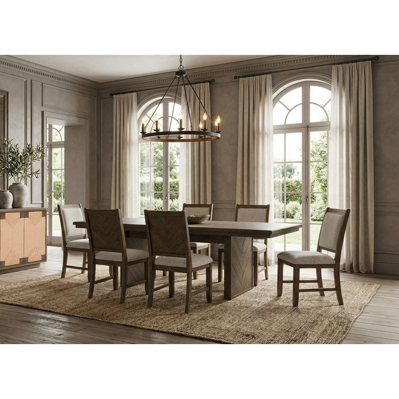 Ensemble de table de salle à manger 7 pièces Chandler, Brun, Light Grey/Dark Walnut