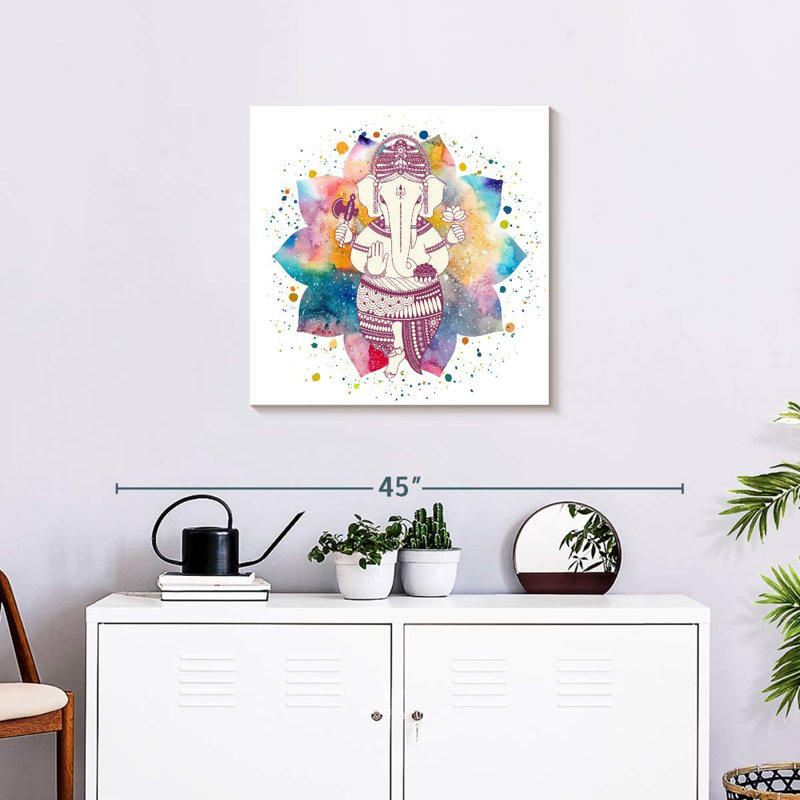 Javetta Paint Splash Lord Ganesh, 24" H x 24" W