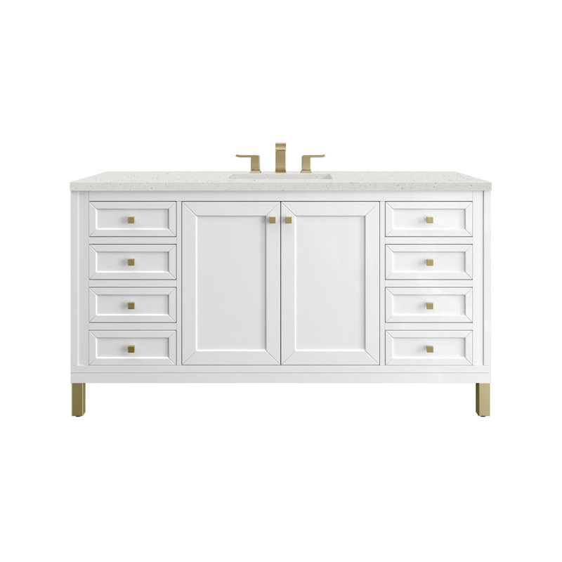 Chicago 60'' W Double Vanity, 8" Widespread, Lime Delight, Glossy White