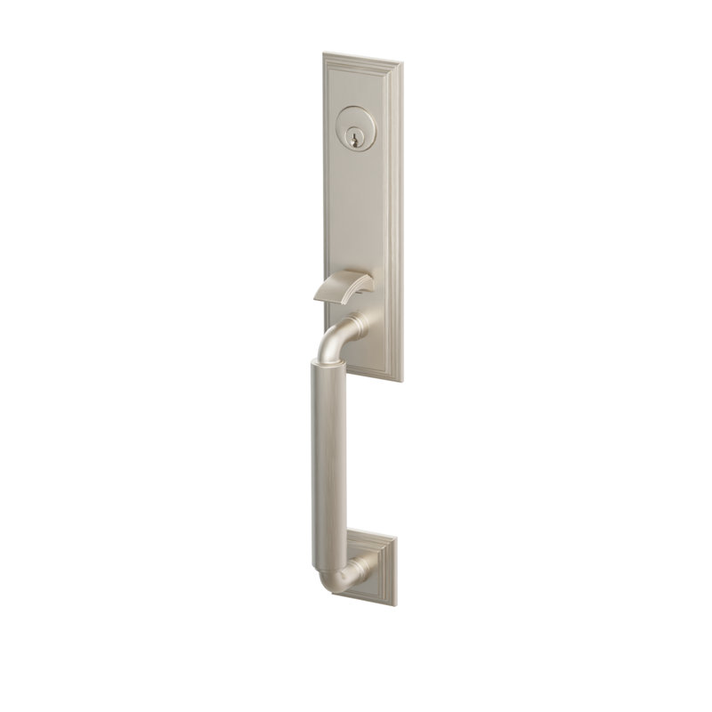 Emtek Single Cylinder Manning Monolithic Tubular Entry Set w/ Athena Lever, Satin Nickel, (LH)