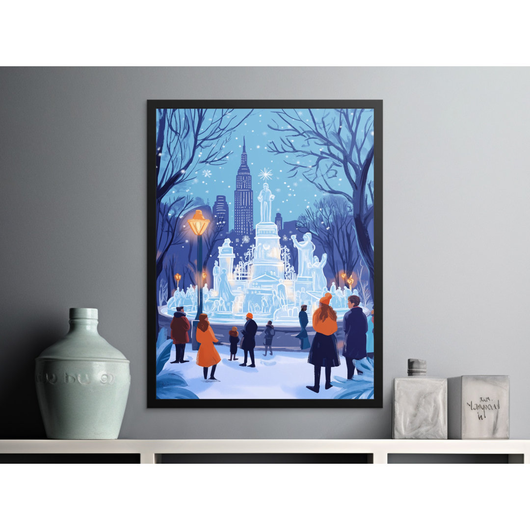 New York Christmas Black Framed Poster