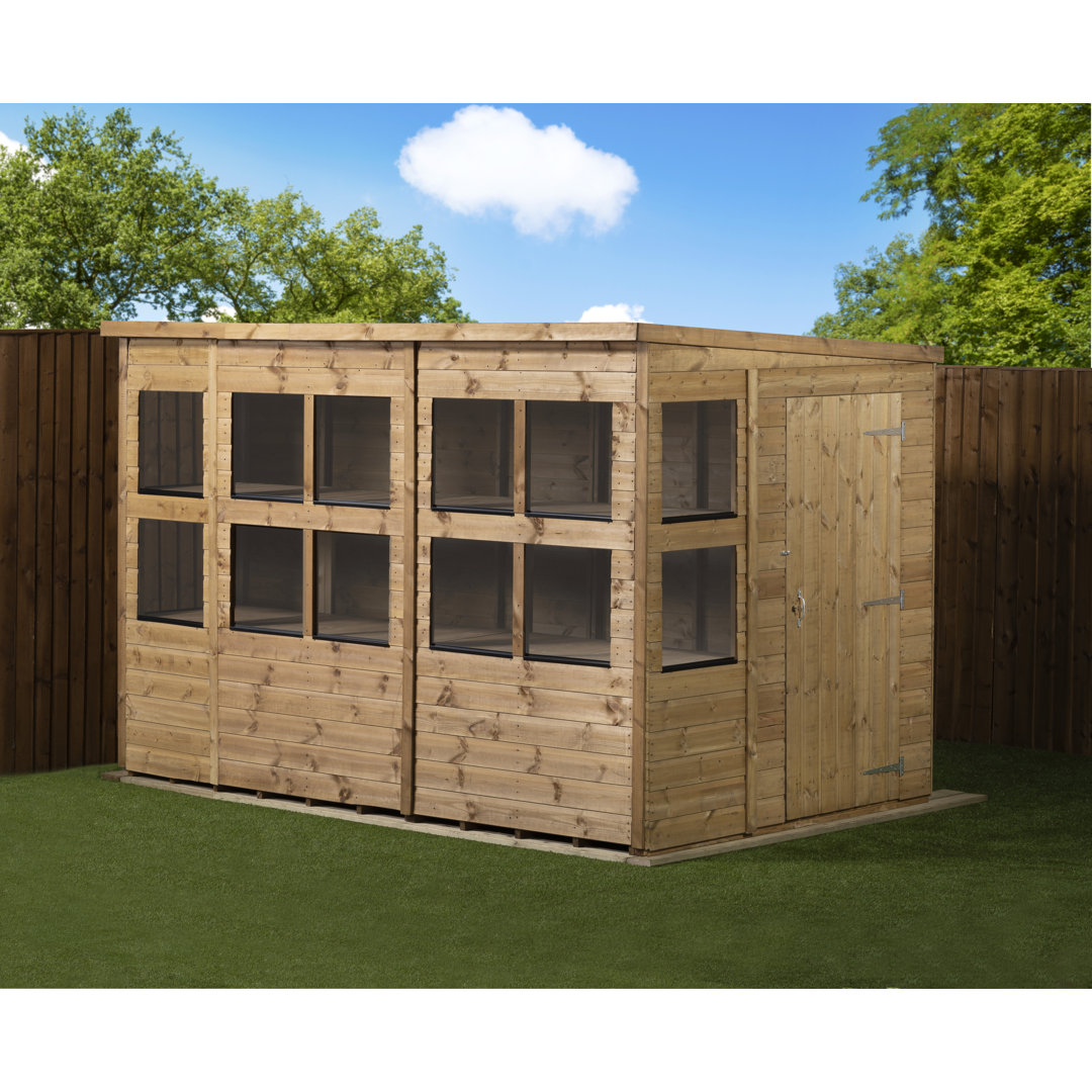 Empire Sheds Empire 10X6 Pent Potting Shed With A Double Door & Windows - Brown - Image 4