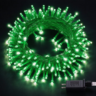 Guirlande de Noël verte à l'extérieur, lumières DEL connectables avec modes d'éclairage et fonction de mémoire, décoration de branchement imperméable pour arbre de fête