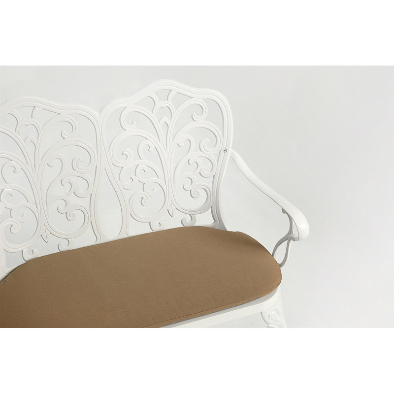 Banc en fonte d'aluminium avec coussin, Blanc