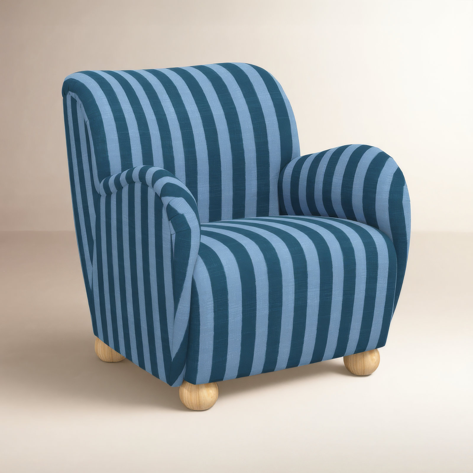 Cowen Upholstered Armchair, Brush Canopy Tonal Blue