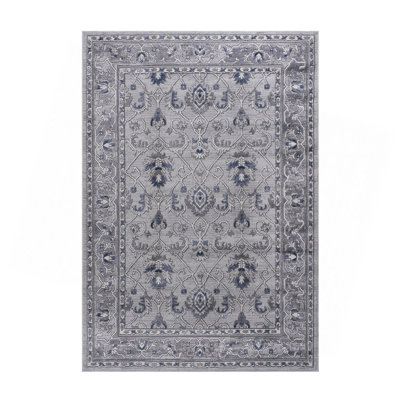 Collection 8X10 Grey/Blue/Oriental Non-Shedding Living Room Bedroom Dining Home Office Stylish And Stain Resistant Area Rug
