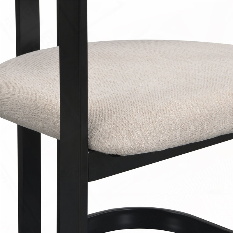 Upholstered Dining Chairs, Beige/Black