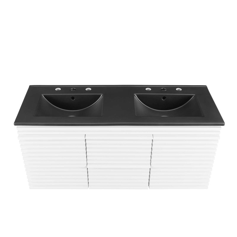 Modway Render 48" Wall-Mount Bathroom Vanity, Black, White