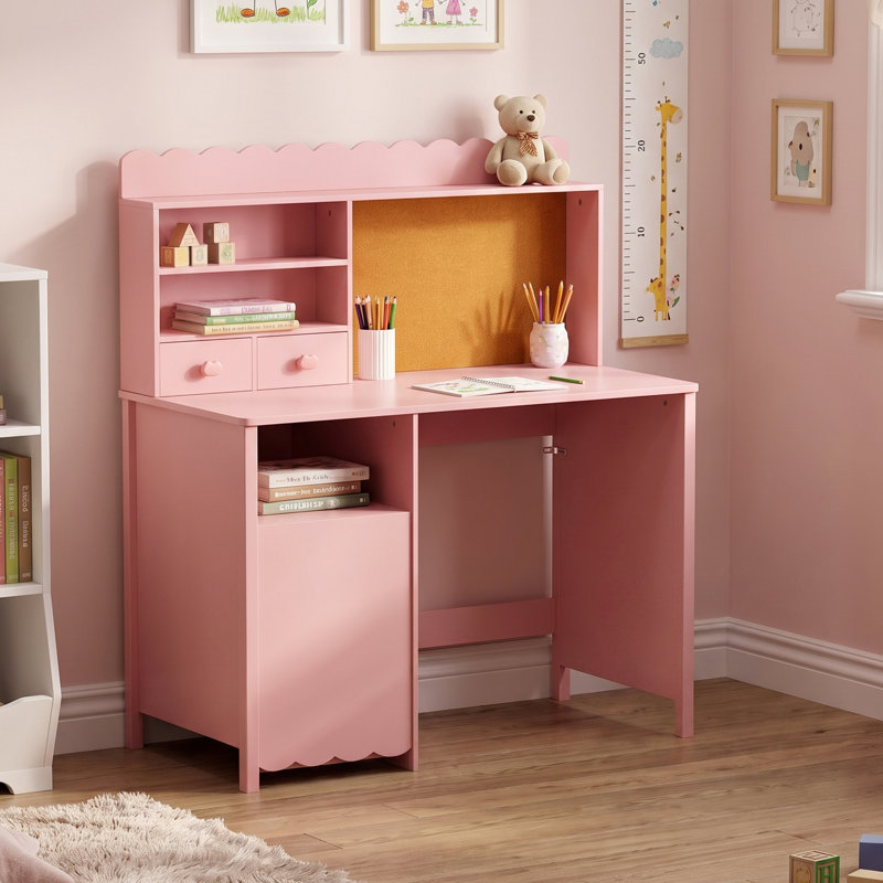 Bureau d'écriture rose avec tablette à 2 niveaux, Rose