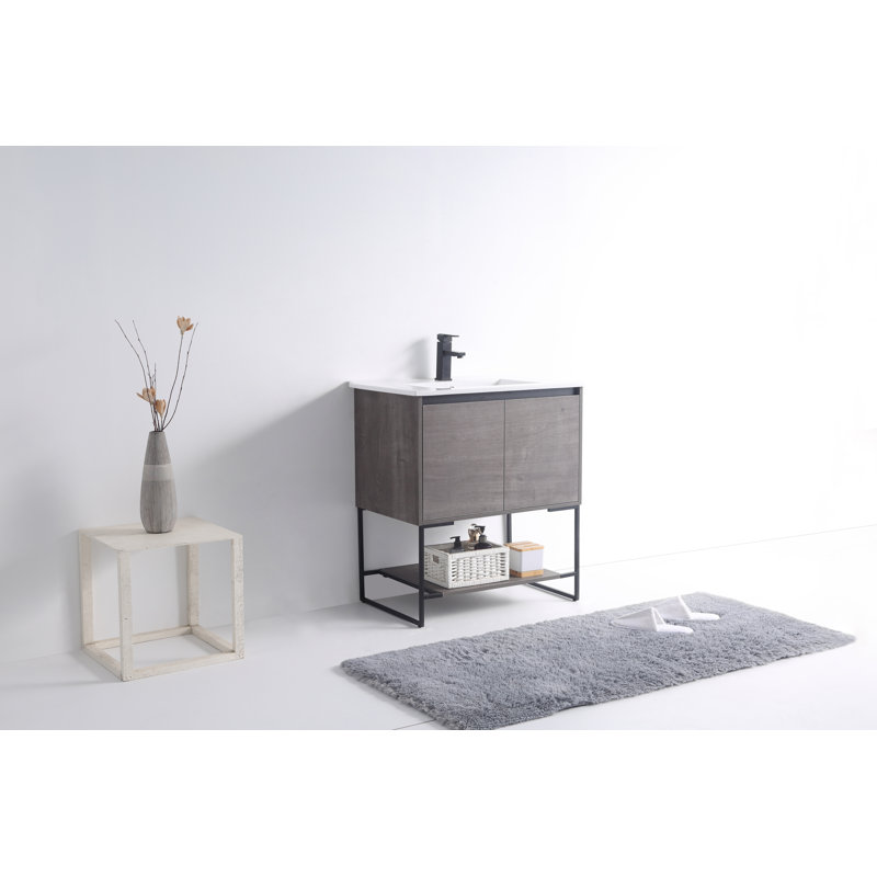 Ensemble de meuble-lavabo simple 30 po Fiquett, Gris