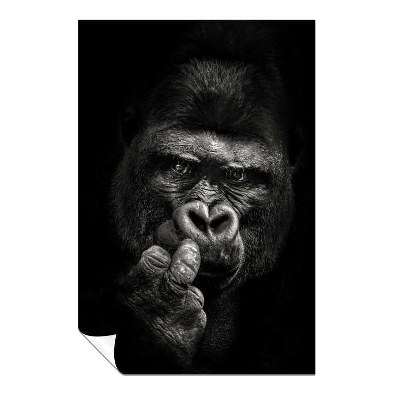 Monochrome Gorilla Close-Up Portrait - No Frame Print, 61cm H x 41cm W x 0.5cm D