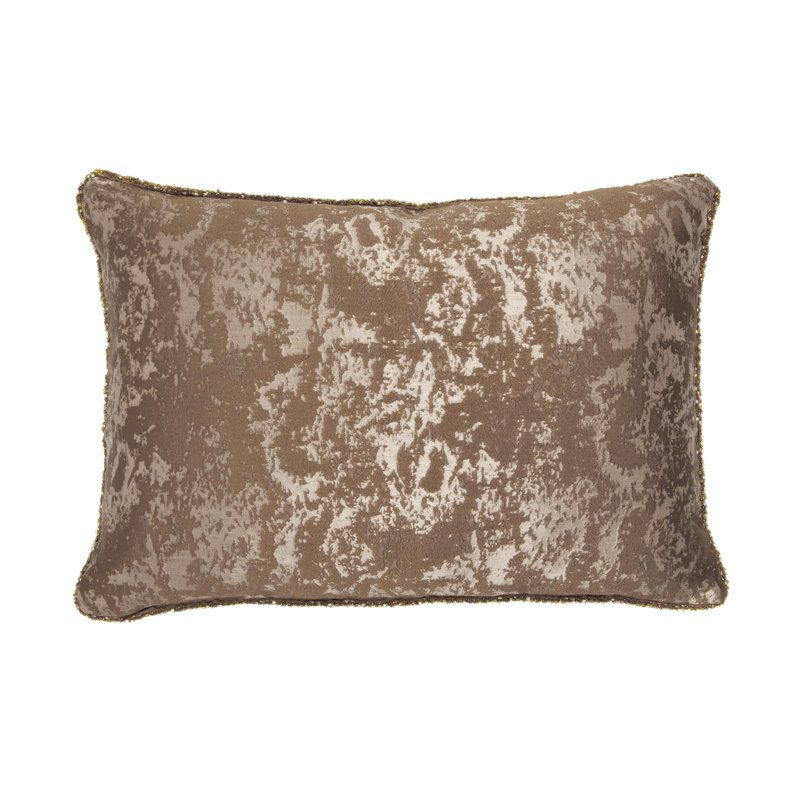 Mica Brocade Woven Throw Pillow, Polyester, Brown