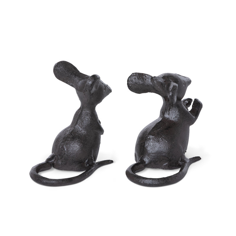 2 Piece Cast Iron Mice Pair Figurine