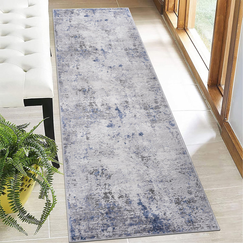 2X8 Silver / Abstract Runner Rug, Runner 2'2" x 8'