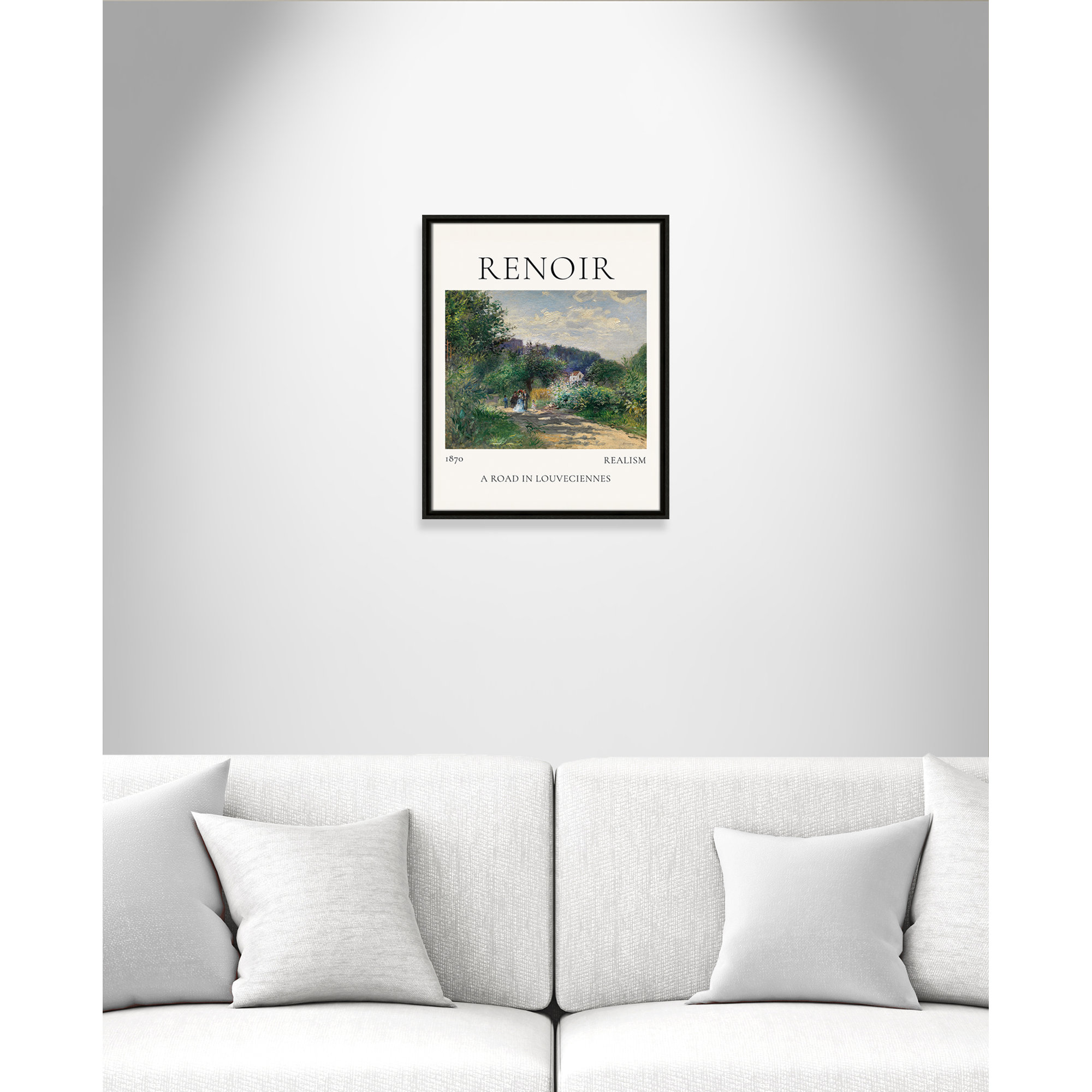 Old Masters Collection " A Road In Louveciennes " by Auguste Renoir, 21.5" H x 17.5" W x 2" D, Espresso Floater Frame, No