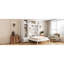 Grand lit mural peu encombrant, avec trois armoires suspendues, une armoire latérale et un lit confortable pour dormir en blanc, tiroirs de rangement, support de matelas