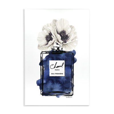 Deep Blue Fashion Fragrance Bottle Glam Florals